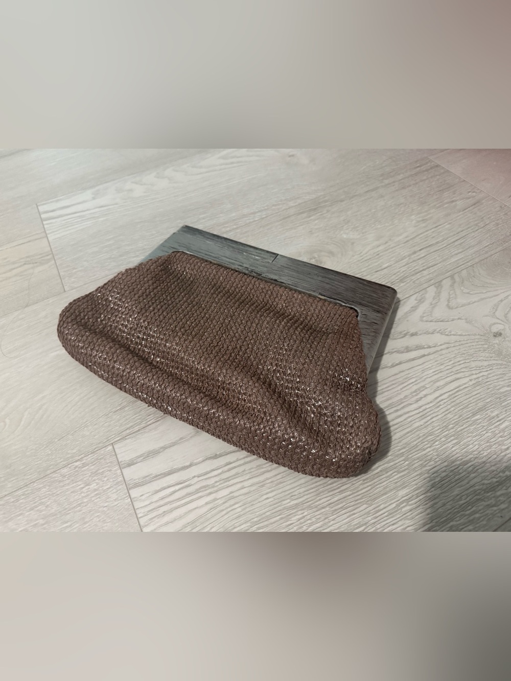 Woven Brown Knit Clutch Bag
